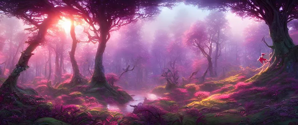 Artistic concept painting of a forest landscape, background illustration. Stock Illustration
