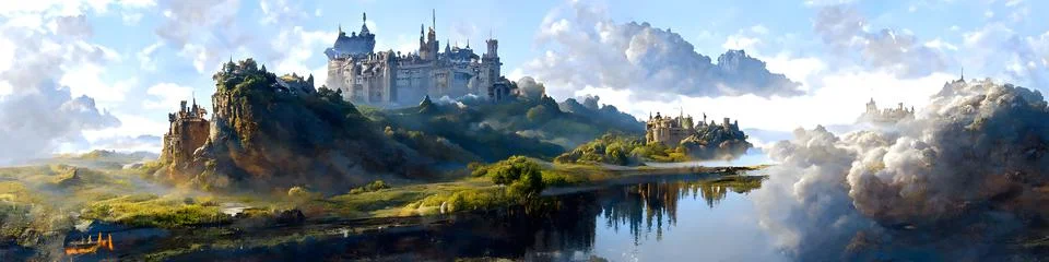 Artistic conception of beautiful landscape Stock Illustration