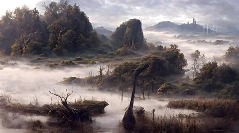 Artistic conception of beautiful landscape Illustrazione stock