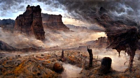 Artistic conception of beautiful landscape Illustrazione stock