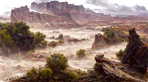 Artistic conception of beautiful landscape Illustrazione stock
