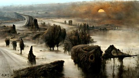 Artistic conception of beautiful landscape Illustrazione stock