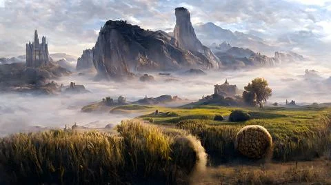 Artistic conception of beautiful landscape Illustrazione stock