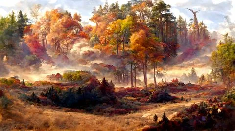 Artistic conception of beautiful landscape Illustrazione stock