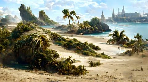Artistic conception of beautiful landscape Illustrazione stock