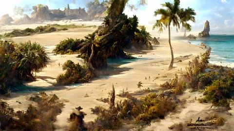 Artistic conception of beautiful landscape Illustrazione stock