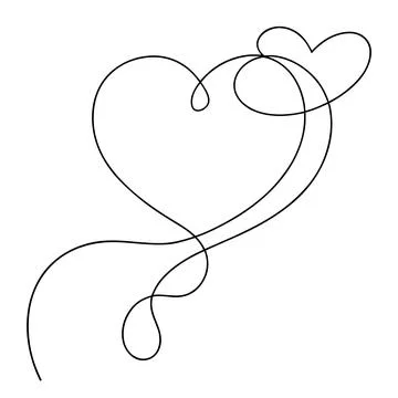 Artistic Continuous One Line Heart Illustration for Wedding Design Stock Illustration