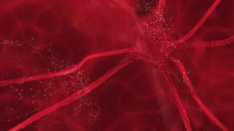 Artistic copy space concept 3d neuron cell red motion background Video stock 224843298