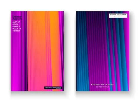 Artistic cover set design vector illustration. Neon blurred purple gradient.  Stock Illustration