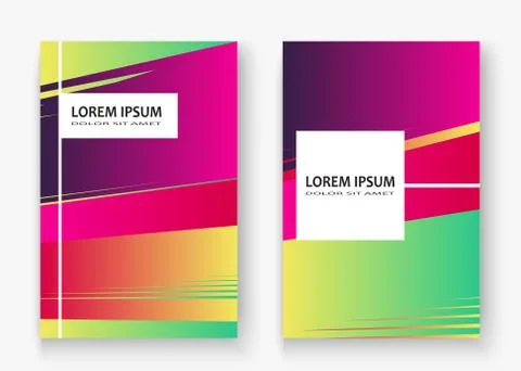 Artistic cover set design vector illustration. Neon blurred red yellow gradie Stock Illustration