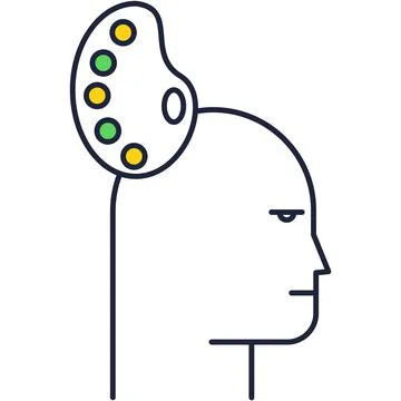 Artistic creative thinking human brain vector icon Stock Illustration