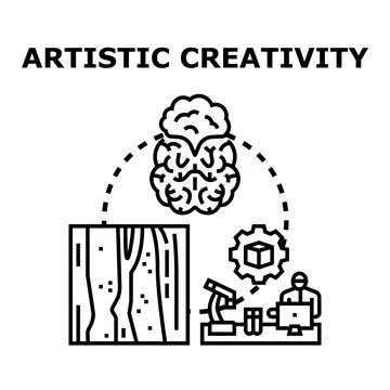 Artistic creativity brain inspiring scientific and design innovation Illustrazione stock