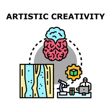Artistic creativity brain inspiring scientific and design innovation イラスト素材
