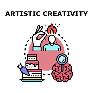 Artistic creativity mind brainstorm idea generating concept Stock Illustration