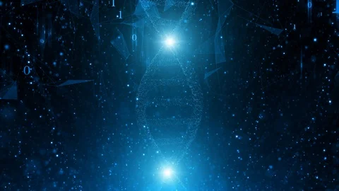 Artistic cyber space with dna structure rotation Stock Footage 125344802