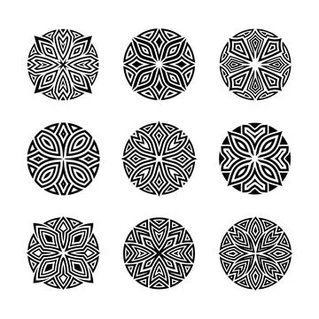 Artistic Decorative Round Vector Set Stock Illustration