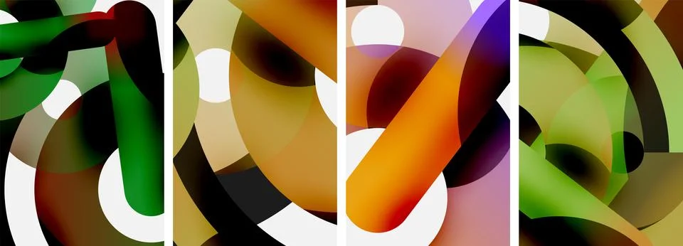 Artistic design with a vibrant circle pattern and a bold U in the middle Stock Illustration