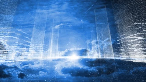 Artistic digital cityscape with network 動画素材 98699893