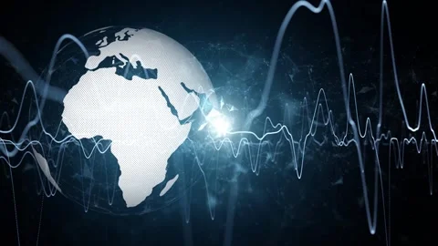 Artistic digital cyberspace network with earth globeanimation Vidéo 338404675