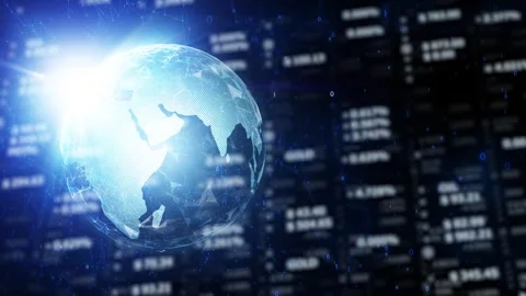 Artistic digital earth globe with blurred data animation Stock Footage 337366137