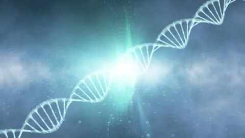 Artistic digital space with dna chain rotation 库存影片 334082326