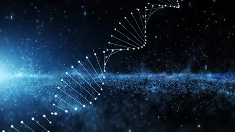 Artistic dna chain with binary code rotation motion background Stock Footage 340590431