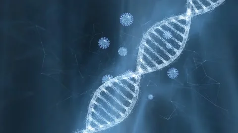 Artistic dna structure and corona virus animation Video stock 146683209