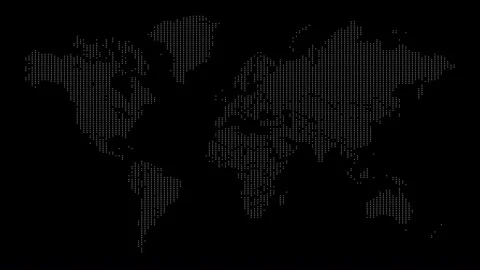 Artistic Dot Matrix World Map Illustration with Dark Background Design Stock Footage 341922206