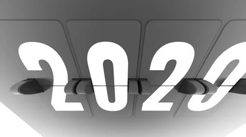 Artistic up down 3d rendering of a black timeflip chart with numbers 2020 put Stock Illustration