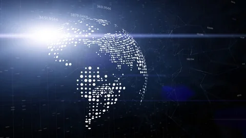 Artistic earth globe and digital network background Vídeos de archivo 124496347
