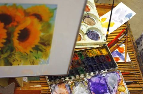 Artistic equipment. Stock Photos