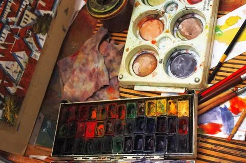 Artistic equipment. Stock Photos