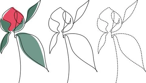 The artistic evolution of a stylized flower from colored to monochromatic s.. Illustrazione stock