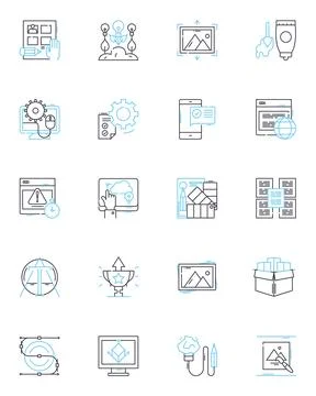Artistic expression linear icons set. Creativity, Imagination, Inspiration Stock Illustration