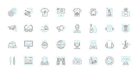 Artistic expression linear icons set. Creativity, Imagination, Inspiration Stock Illustration