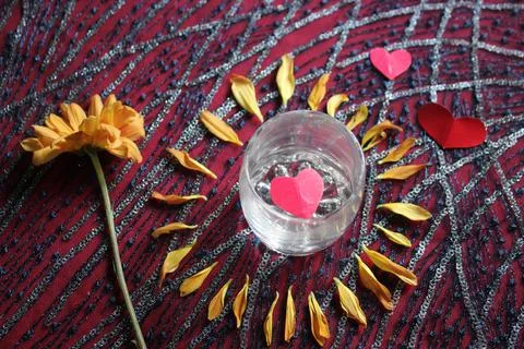 Artistic Fabric Different surface shaped Red Heart image Stock Photos