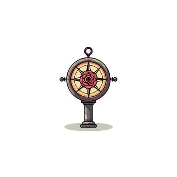 Artistic floral compass navigation guide with abstract rose centerpiece off.. Illustrazione stock
