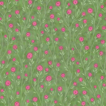 Artistic floral seamless pattern with cute pink rose flowers 스톡 일러스트