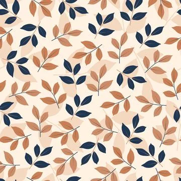 Artistic floral seamless pattern design of branches of leaves. Stock Illustration