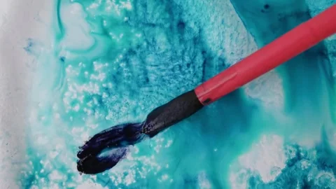 Artistic flow vibrant brush strokes creating abstract patterns with fluid Stock Footage 296153871