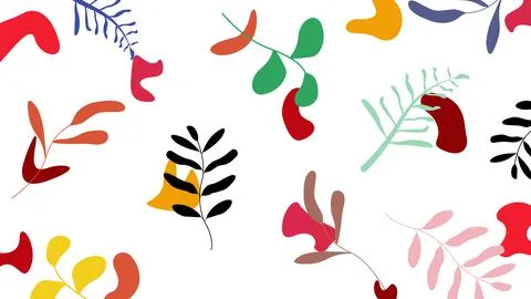 Artistic foliage seamless pattern with leaves and organic shape Stock Illustration