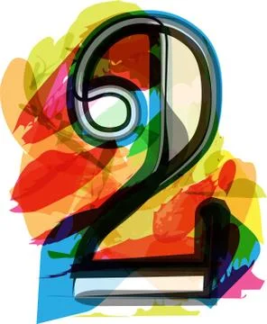 Artistic Font - Number 2 Stock Illustration