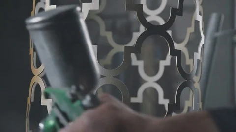 Artistic forging of metal, decorative elements. Spray gun Video stock 74698546