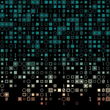 Artistic geometric matrix background in blue orange colors. Appealing squar.. 스톡 일러스트
