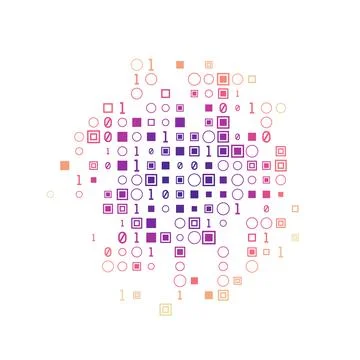 Artistic geometric matrix background in sunset colors. Modern circular vect.. 库存插图