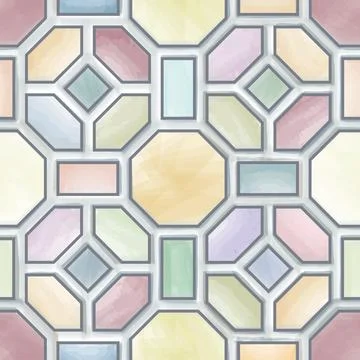 Artistic geometric mosaic seamless pattern. Abstract outline colored texture. Stock Illustration