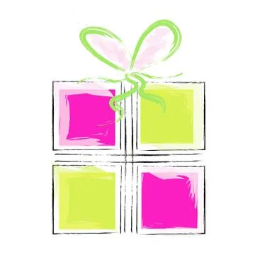Artistic gift box vector illustration - pink and green colors Stock Illustration