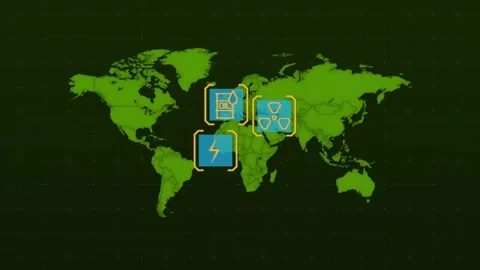 Artistic green world map design with plant elements on black background Vídeo Stock 266854796