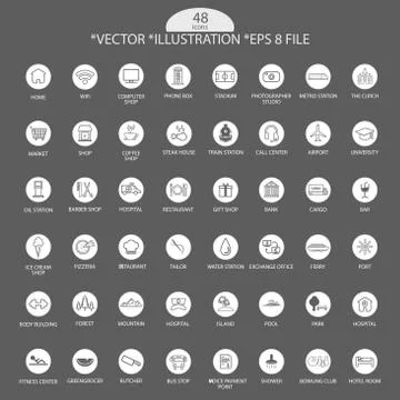 Artistic Grey Icon Set Stock Illustration