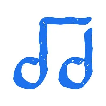 Artistic grunge texture music note symbol for creative melody design. Hand dr Stock Illustration